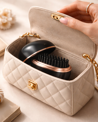 Mini Hair Straightener Brush – Cordless & Rechargeable