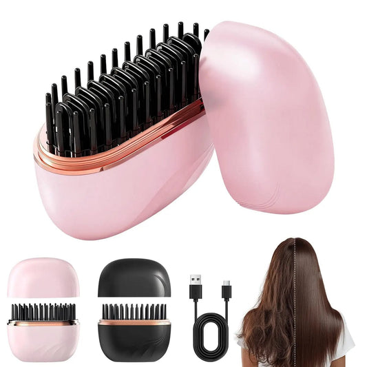 Mini Hair Straightener Brush – Cordless & Rechargeable
