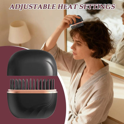 Mini Hair Straightener Brush – Cordless & Rechargeable