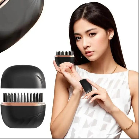 Mini Hair Straightener Brush – Cordless & Rechargeable