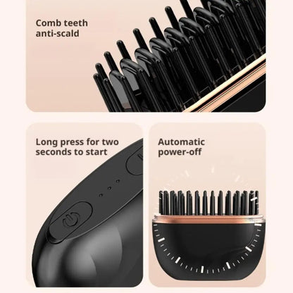 Mini Hair Straightener Brush – Cordless & Rechargeable