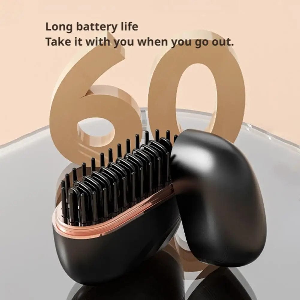 Mini Hair Straightener Brush – Cordless & Rechargeable